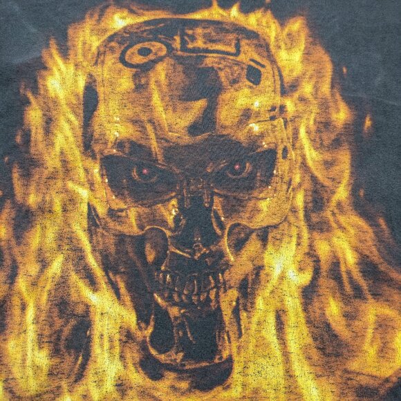 Vintage Terminator 2 3D Universal Studios Graphic Shirt Men's Large Black Skull - Picture 6 of 10